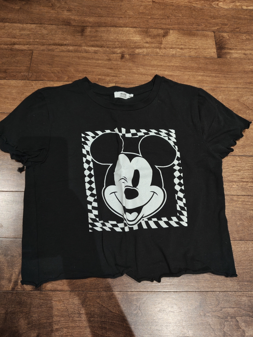 Ardene Black & White Mickey Graphic Crop Tee